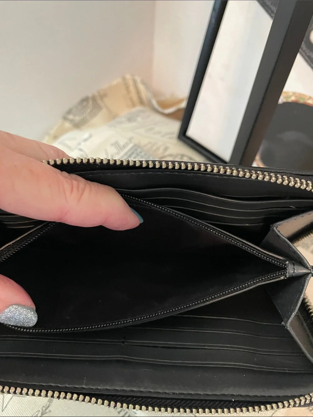Coach Black and Gray Signature Zip Wallet - Picture 11 of 16